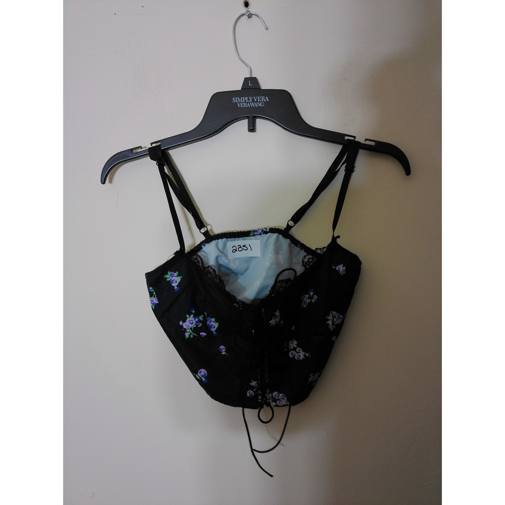 Cider Corset Crop Top Women XS Black Floral Lace Up Y2K Coquette Cottagecore